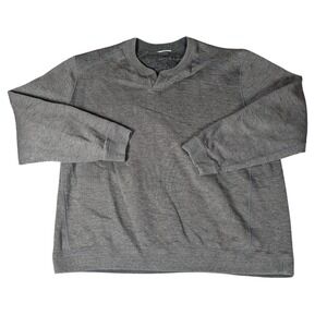 Tommy Bahama Mens Grey Ribbed Notch Neck Pullover Sweatshirt Marlin Logo